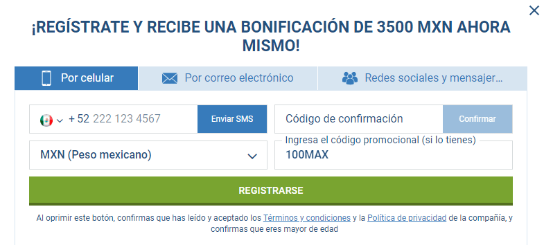 C&oacute;mo registrarse en el sitio de 1XBET M&eacute;xico